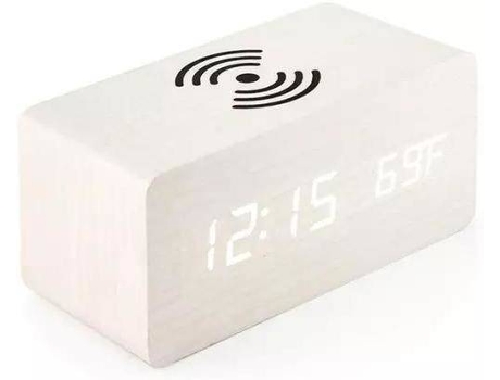 Rádio Despertador Carregador Wireless Qi Blanco