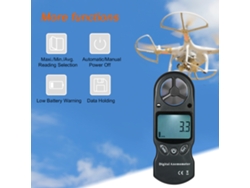 Anemómetro Digital Portátil 8 En 1: Medidor De Velocidad Del Viento, Temperatura Y Humedad (negro).