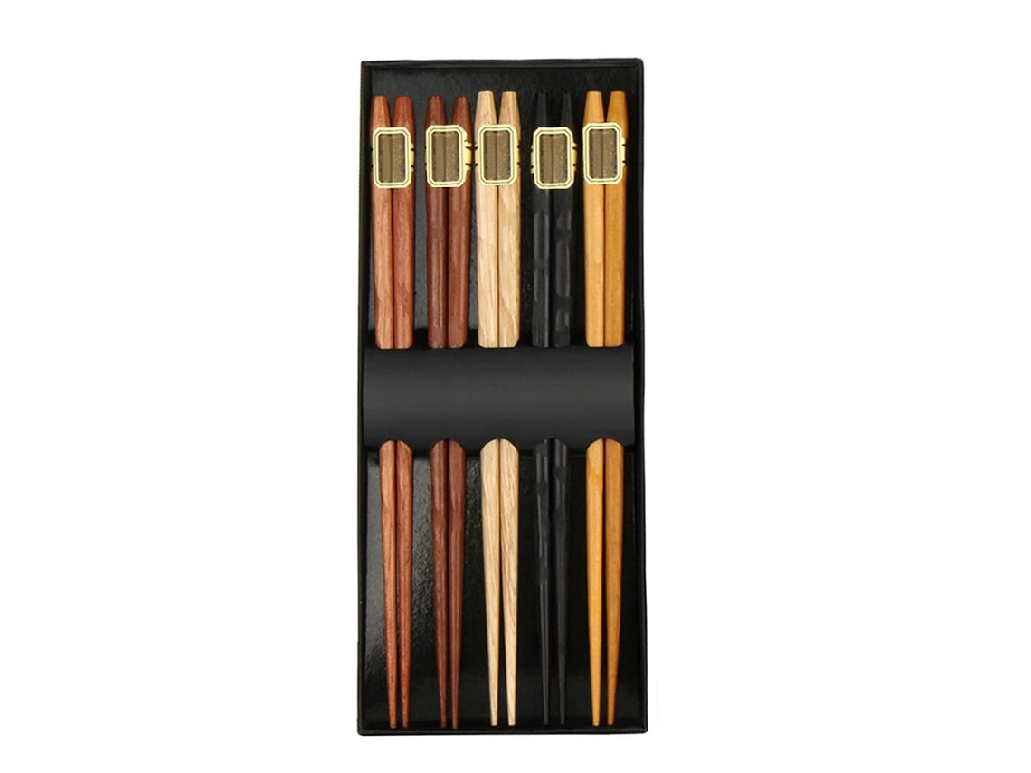 Pares de palillos de madera natural, reutilizables y lavables, juego de vajilla
