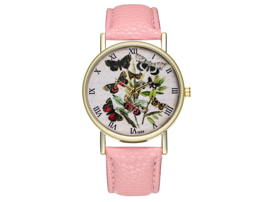 Reloj De Pulsera Clásico Retro Con Diseño De Mariposa Y Cuarzo Rosa Para Niñas Y Estudiantes.