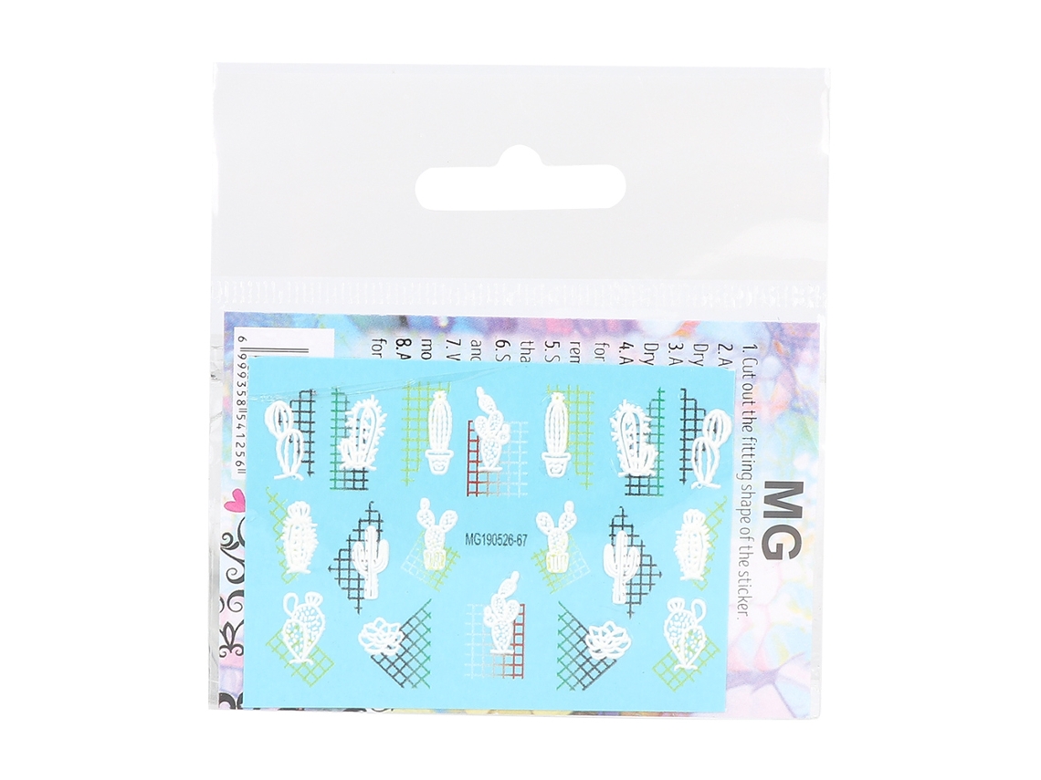 Pegatinas Autoadhesivas Para Uñas Con Diseño Grabado, Decoración Para Salones De Belleza (cactus)