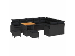 Maison Exclusive - Conjunto De Sofá De Jardín Con Cojín Con Almohada 12 Pcs Negro