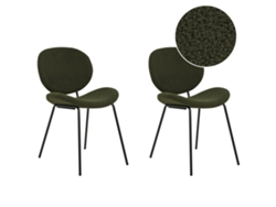 Conjunto de 2 cadeiras de refeição estilo retro BELIANI Luana de Bouclé Verde 50x52x80