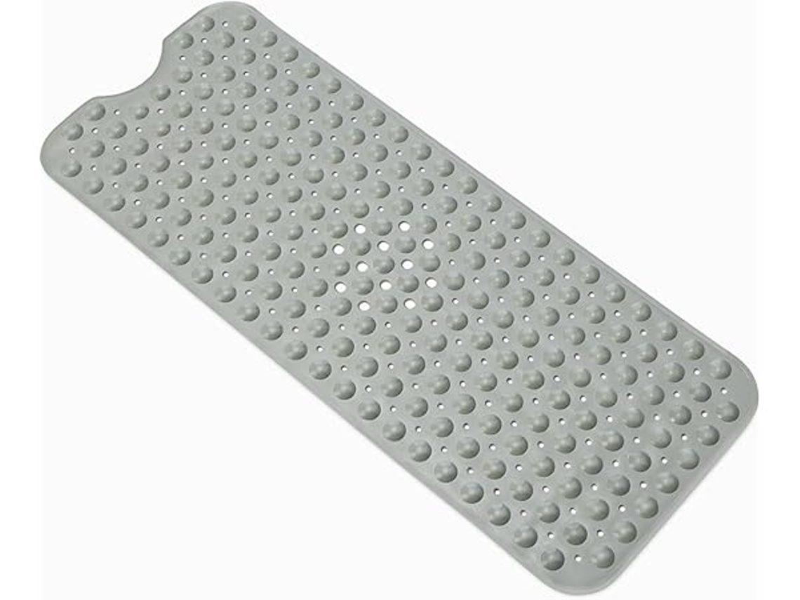 Alfombrilla Antideslizante Para Bañera Con Ventosas, Apta Para Bañeras Y Cabinas De Ducha, 101,6 Cm X 40,6 Cm, Gris, Limpieza Profunda.