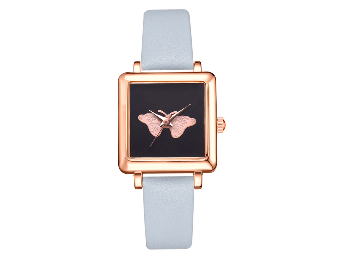Reloj De Pulsera Casual Para Mujer Lvpai, Esfera Cuadrada, Correa De Pu Azul Cielo.