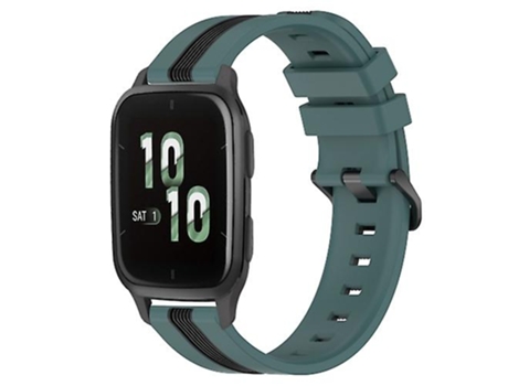 Correa De Reloj Inteligente Para Garmin Forerunner Sq2, Correa De Silicona Bicolor Vertical De 20Mm, Verde-Negro VENISYMLIS
