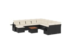 Maison Exclusive - Set De Sofás De Jardín Y Cojines 12 Pzas Ratán Sintético Negro