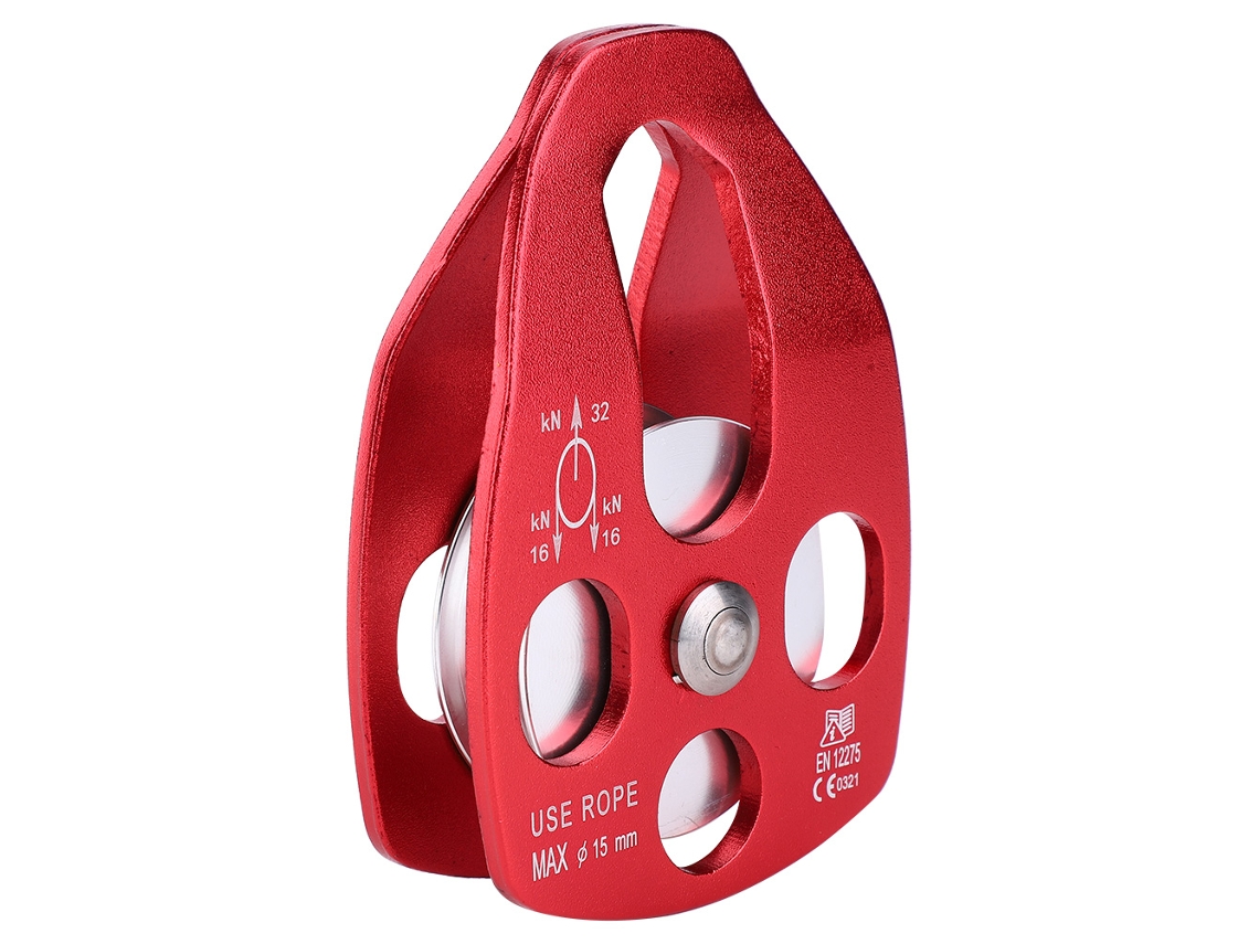 Polea de aluminio rojo para rescate en alta montaña