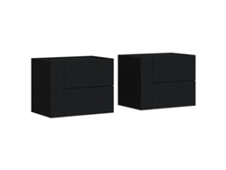Maison Exclusive - Mesitas De Noche De Pared 2 Unidades Negra 45x30x35 Cm