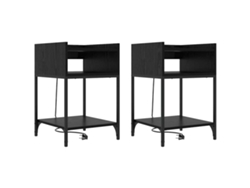 Maison Exclusive - Armario De Noche Con Estante 2 Pcs Roble Negro 40 X 40 X 61 Cm