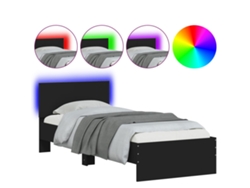 Maison Exclusive - Estructura De Cama Con Cabecero Y Luces Led Negro 75x190 Cm