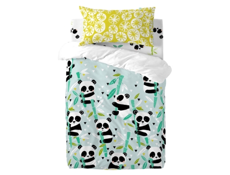 Juego de funda nórdica HAPPYFRIDAY Moshi Moshi Panda Garden Blue (Azul)