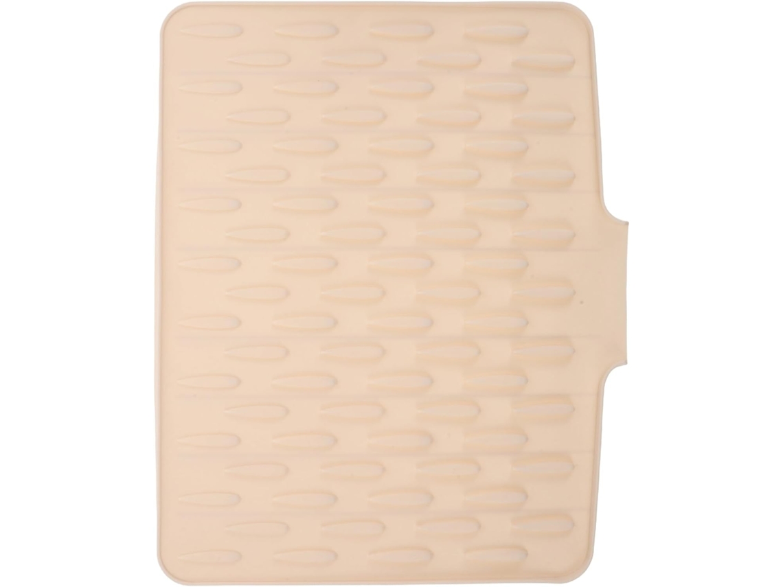 Alfombrilla De Silicona Para Secar Utensilios De Cocina, 40 X 32,5 Cm, Color Beige, Antideslizante Con Borde Elevado.