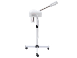 Vaporizador facial, altura ajustable, control de tiempo eficiente, blanco.