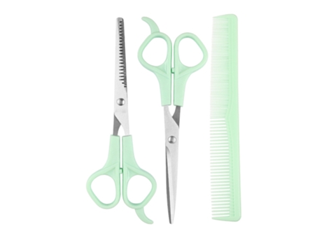 New Style Kit tijeras para cortar el cabello tijeras para adelgazar y peine 3 piezas (verde)