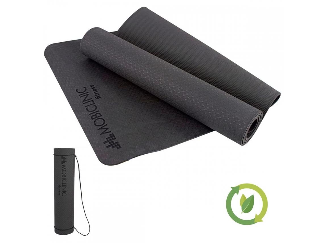 Esterilla de Yoga Profesional MOBICLINIC Flexible Antideslizante EY-01 Lavable Ecológico TPE Negro (181x61x0,6 cm)