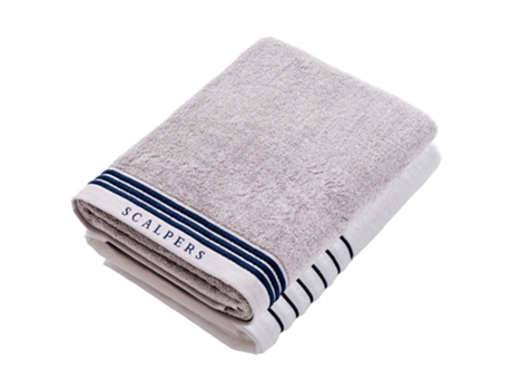 Juego de 2 Toallas de Ducha SCALPERS Home 100% Algodón (90x150cm - Gris y Blanco)