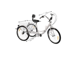 Triciclo para adultos, 7 marchas, capacidad de carga 120 kg, color blanco OEM