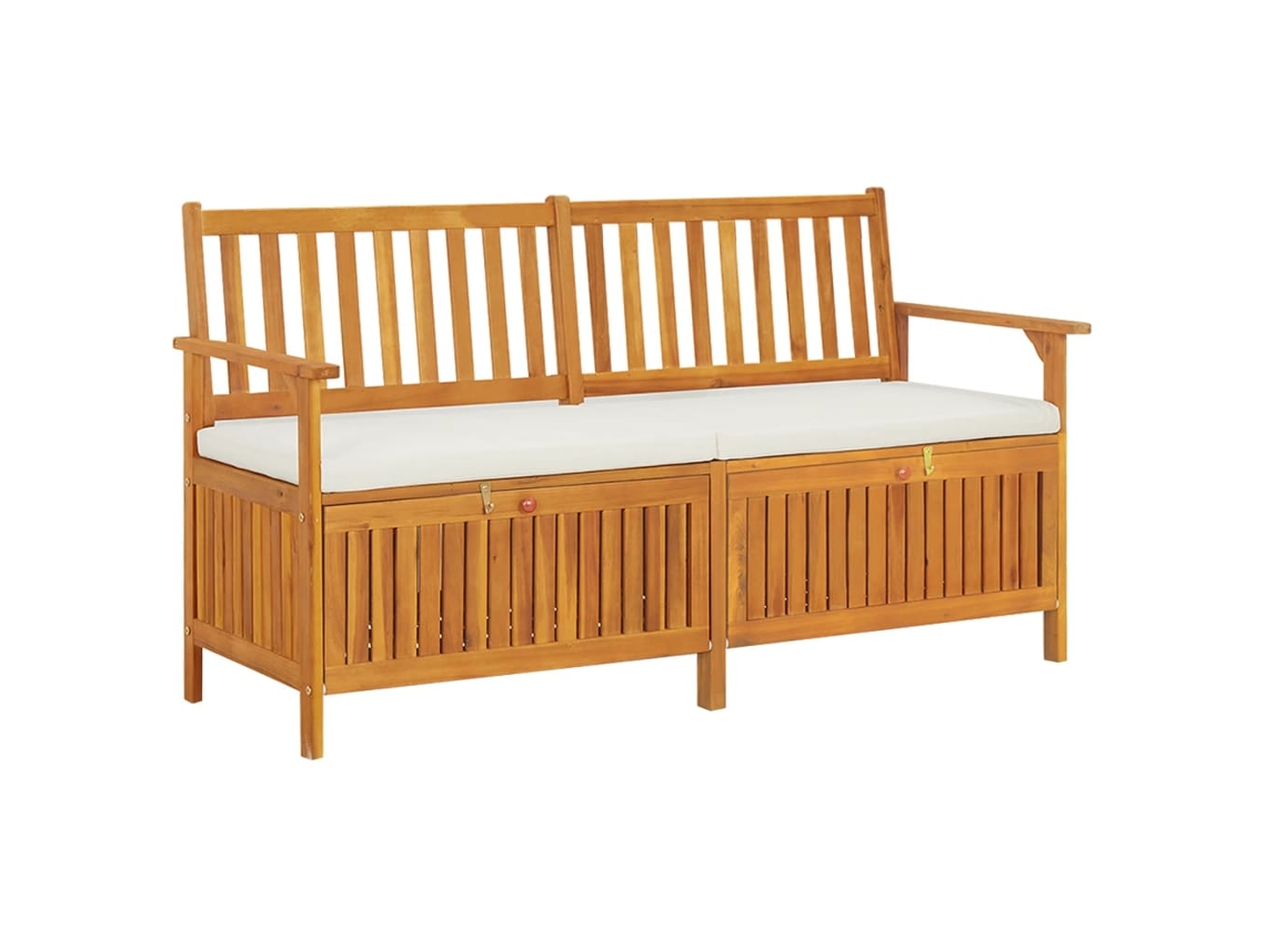 Lovely Home Banco de Ordenación con Cojín 148 Cm Madera de Acacia Maciza