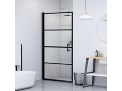 Puerta De Ducha Vidrio Semiesmerilado Negro 100x178 Cm