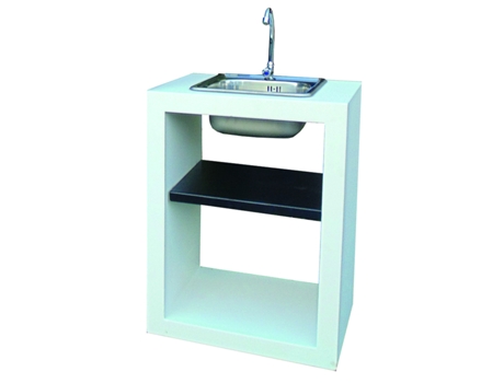 Módulo lavabo MINI - Módulo sobre encimera con lavabo, de hormigón pintado en blanco y negro - 60x45x80cm NESH