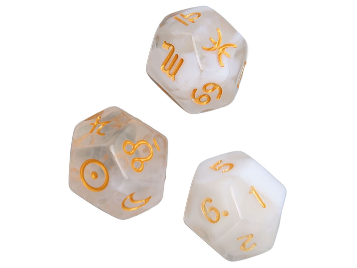 2026-set De 9 Dados Poliédricos Plásticos Impermeables Ligeros Portátiles Para Juegos De Mesa Viaje Picnic Blanco