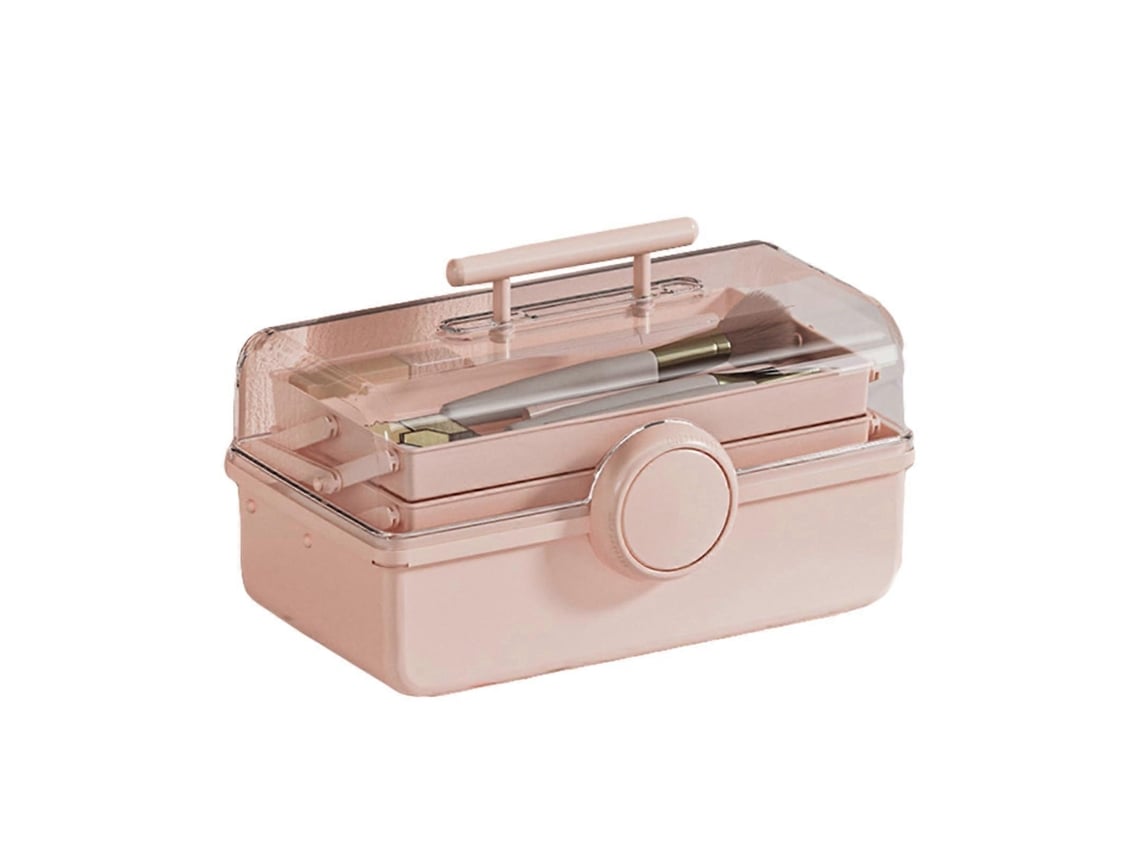 Organizador De Maquillaje Caja De Almacenamiento 3 Capas Multifuncional Plástico 38cm*23cm*26cm Rosa