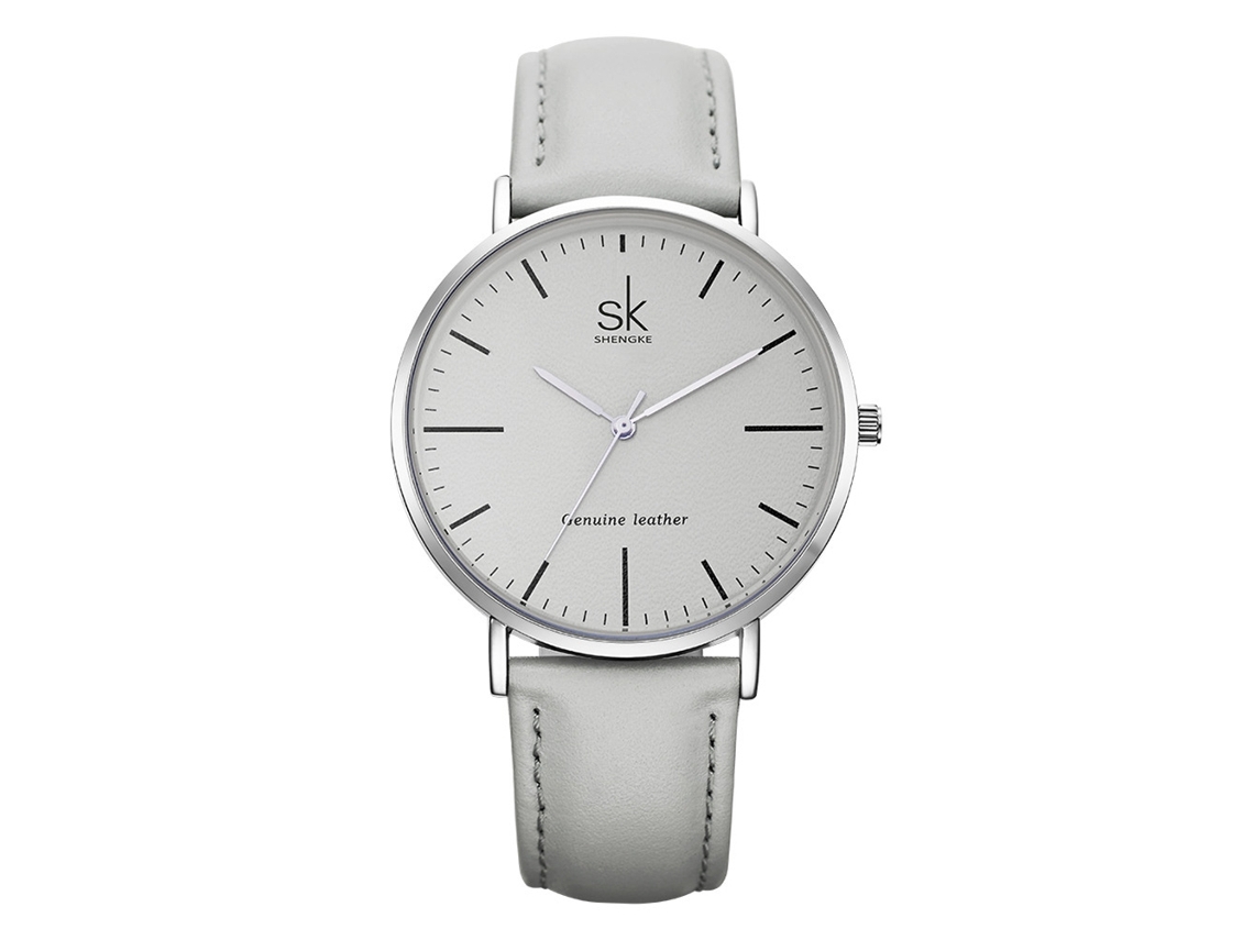 Reloj De Pulsera De Cuarzo Sencillo Para Mujer Con Elegante Correa De Piel Sintética Blanca.