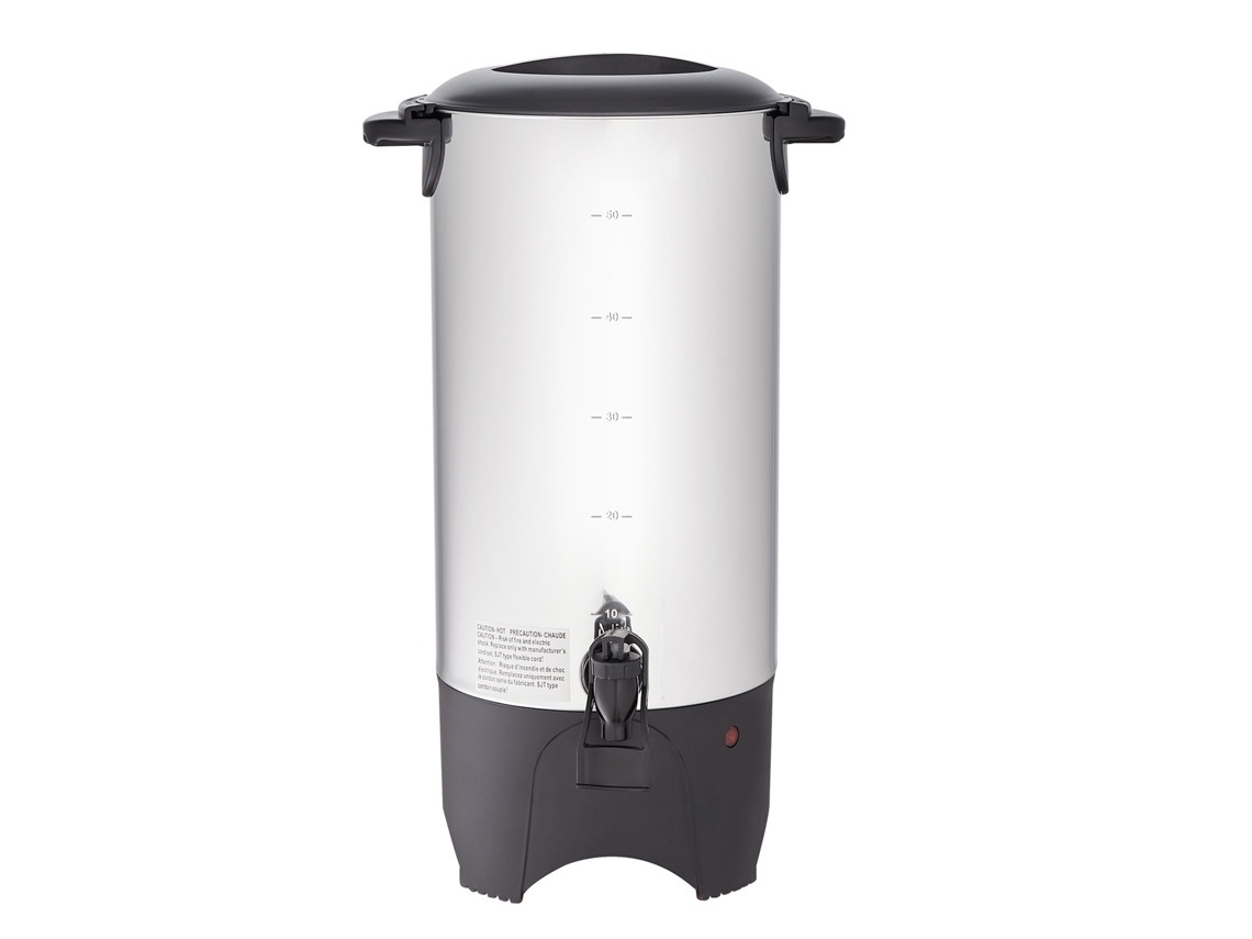 Cafetera comercial Succebuy, dispensador de café de acero inoxidable con capacidad para 50 tazas y preparación rápida.