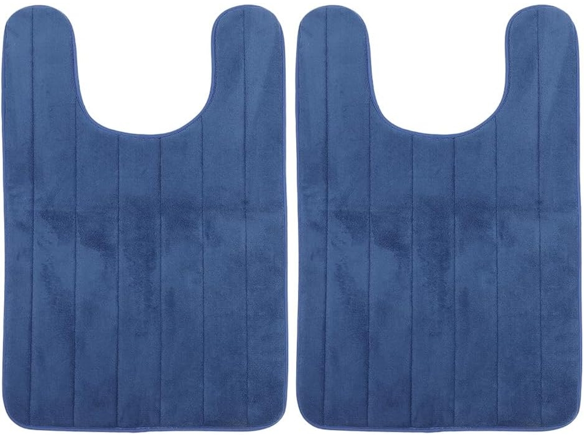 Juego de 2 alfombrillas de baño en forma de U, lavables, absorbentes y antideslizantes, en tejido polar, Slowmoose