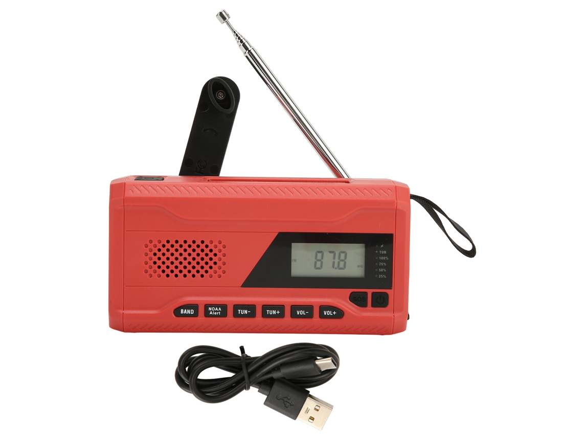 Rádio De Emergência Com Manivela Solar Portátil Fm Am Wb Noaa Para Sobrevivência Ao Ar Livre E Emergências Domésticas
