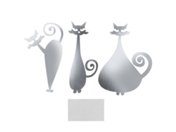 Adhesivo de pared con forma de gato, plateado, decorativo.