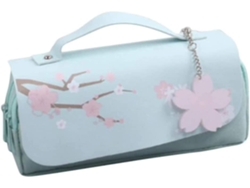 Estuche estético, estuche, bolsa sencilla y hermosa con un diseño elegante en azul marino y beige.