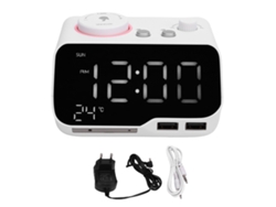 Despertador Dual Digital Con Altavoz Bluetooth Radio Fm Pantalla Led Tiempo Semana Y Temperatura