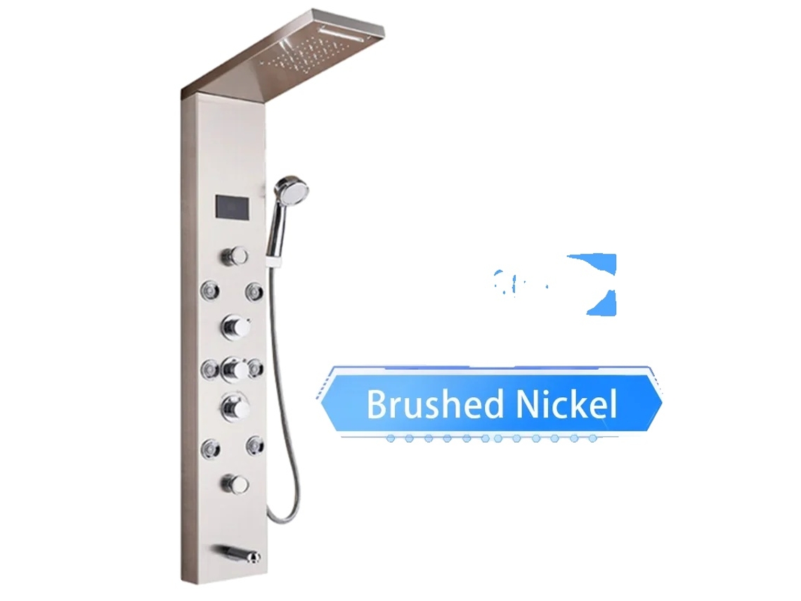 Panel de ducha LED, níquel cepillado, pantalla de temperatura del agua, níquel cepillado 8009 OEM
