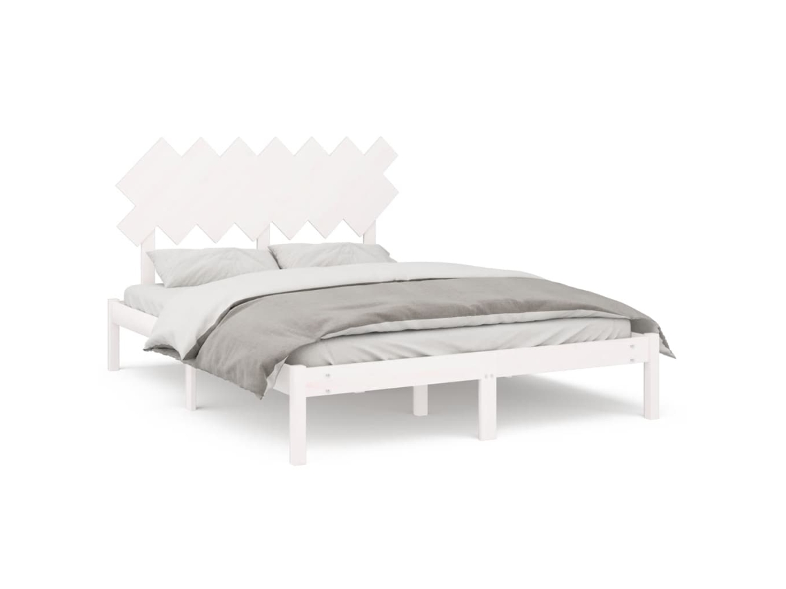 Maison Exclusive - Estructura De Cama Doble Madera Maciza Blanca 140x190 Cm