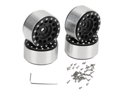 4 Llantas De Aleación De Aluminio Beadlock Para Coches Rc Traxxas 1/18 Y Axial Scx24 1/24 - Negras
