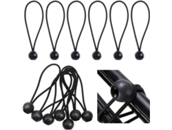 MEOIRUERY Cordón negro con bola negra para sujeción en exteriores, cuerda elástica de látex resistente a los rayos UV, ideal para lonas, carpas, toldos y mucho 