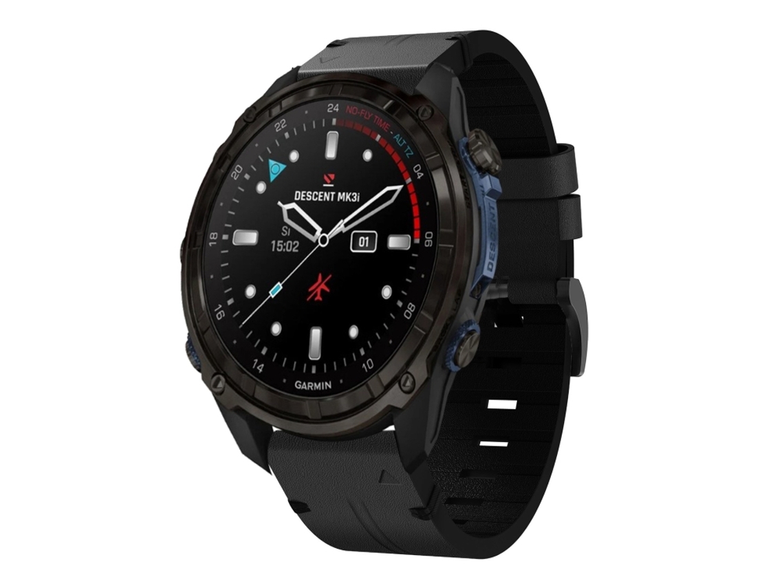 Bracelete Para Garmin Descent Mk3i (43mm) - Couro - Fivela De Aço (20mm) Preto