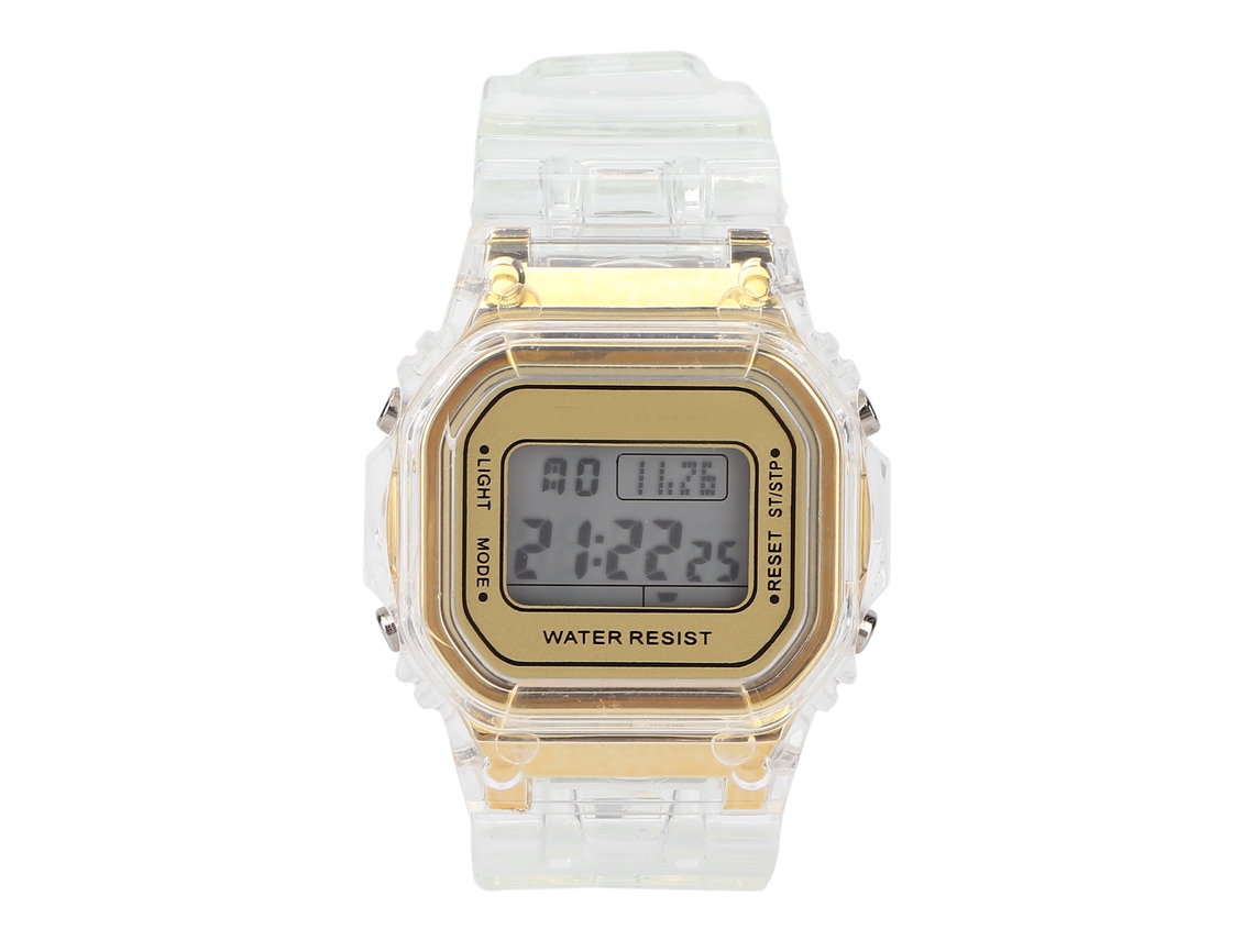 Reloj Deportivo Digital Cuadrado Dorado Con Retroiluminación Led Resistente Al Agua.