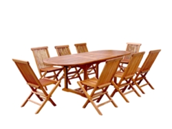 Conjunto de Comida CONCEPT U Lubok: Mobília De Jardín De Teca Oleada 8 Personas: Mesa Oval + 8 Sillas