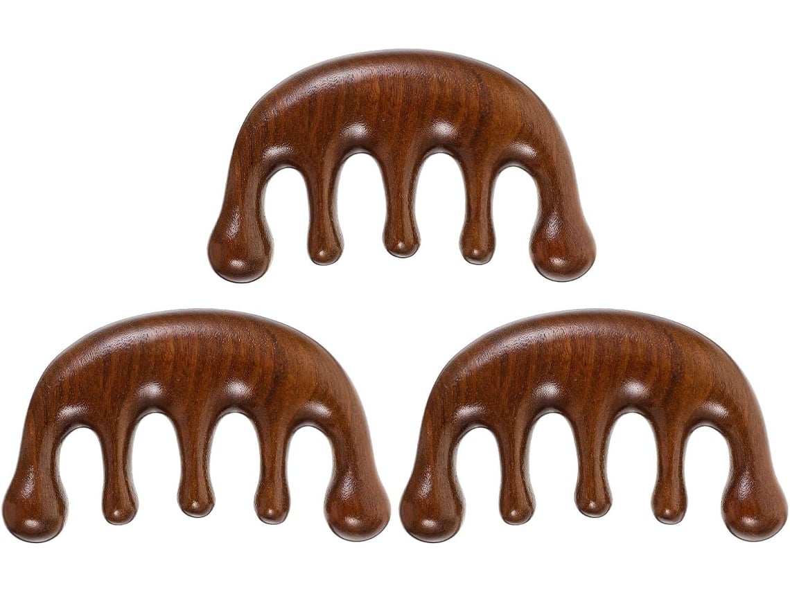 Conjunto De 3 Pentes De Massagem De Sândalo Natural
