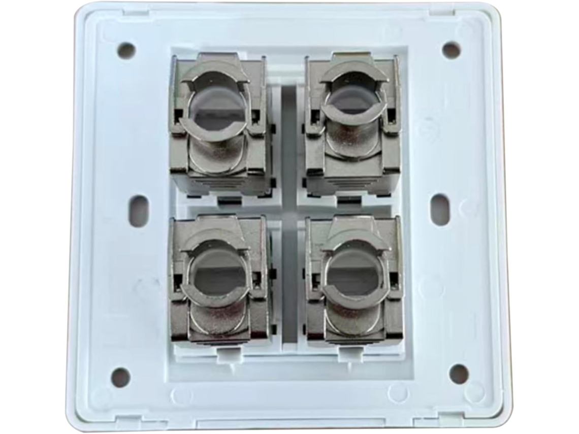 4 Tomas Cat6a Rj45 Con Placa Frontal, Conector De Red Lan Blindado
