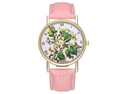 Reloj De Pulsera Analógico De Cuarzo Con Esfera Redonda, Color Rosa De Moda, Hipoalergénico.