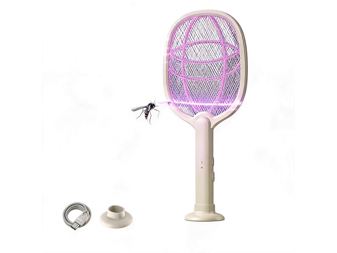 Matamoscas Eléctrico Con Base 2 En 1 Henten Home Blanco