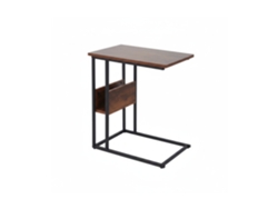 Mesa Auxiliar Relaxdays, Estante Y Compartimento, 60 X 55 X 36 Cm, Mesa Para Sofá Y Cama, Metal Y Mdf, Marrón/negro