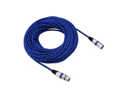 Cable De Audio Para Micrófono Xlr Macho A Hembra Con Conector Balanceado De 3 Pines, 20 Metros, Con Revestimiento De Tela De Nailon Azul.