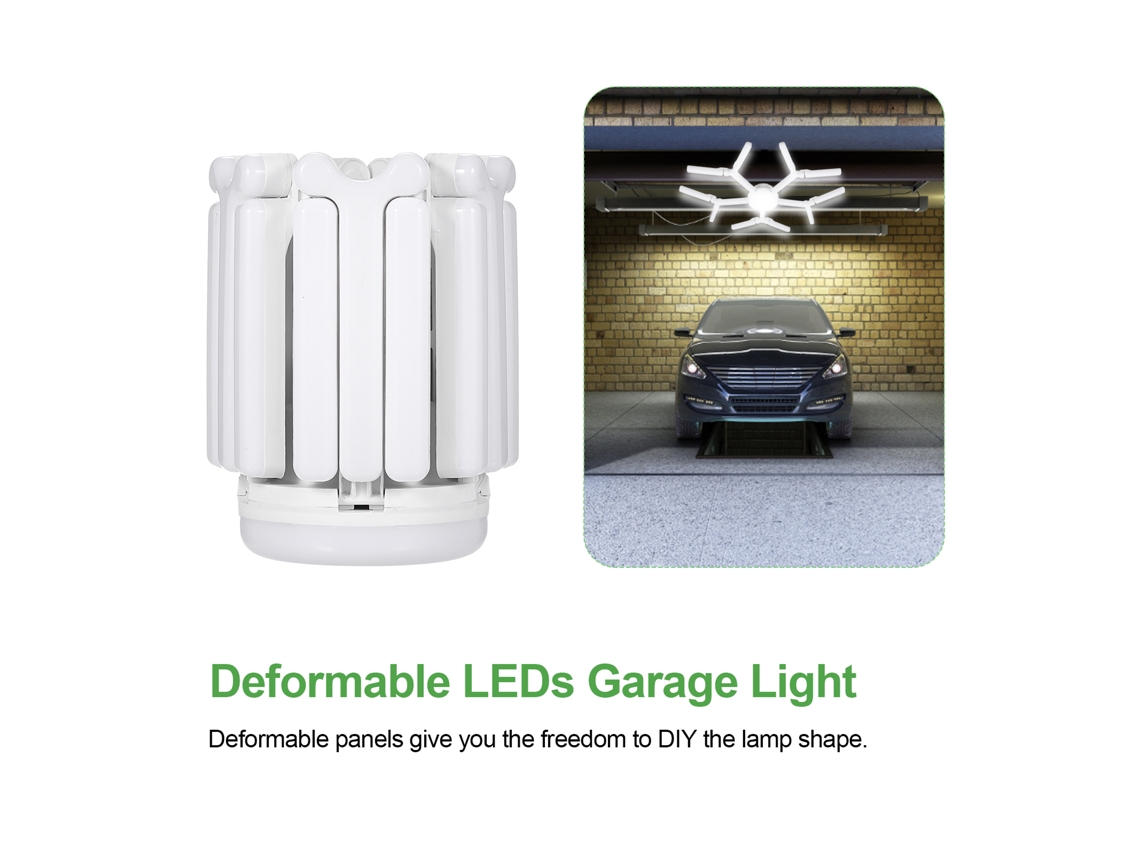 Lámpara de techo LED deformable superbrillante de 80 W para garaje, sótano, taller y sala de estar.