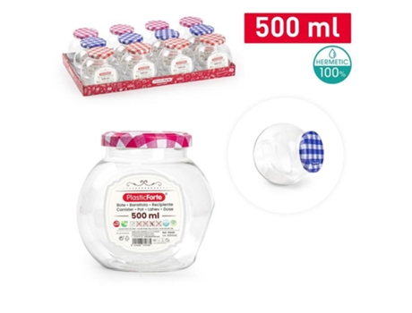 Candy Juego de 4 Botes para Golosinas 0.5L con Tapa Metálica. Azul PLASTIC FORTE