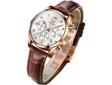 VEANXIN Reloj de Cuarzo de Cuero Simple y Elegante para Mujer Fecha Resistente al Agua(Oro rosa y blanco.)